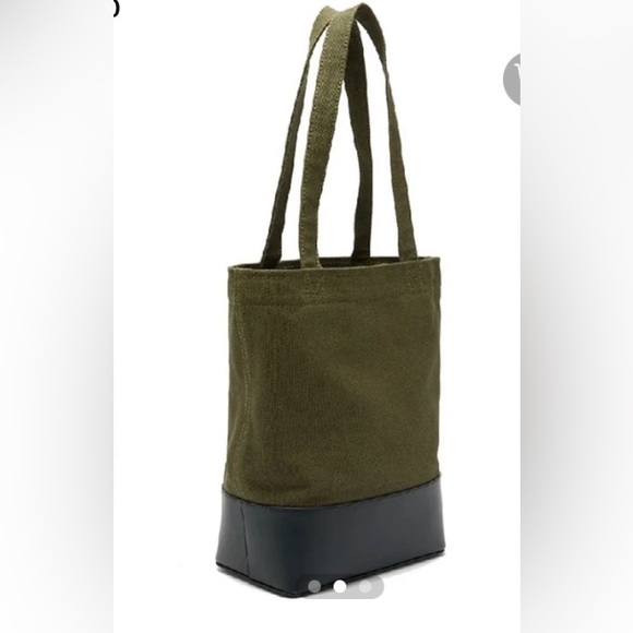 A.P.C. AXELLE LEATHER & CANVAS TOTE- OLIVE/BLACK- UNISEX NWOT- Badass! - Picture 8 of 13